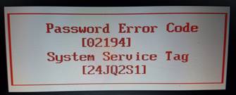 dell password error code hdd password